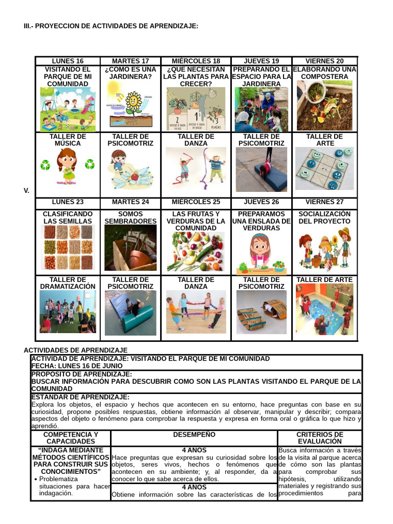 Actividades de Aprendizaje en el Parque | PDF | Evaluación | Aprendizaje
