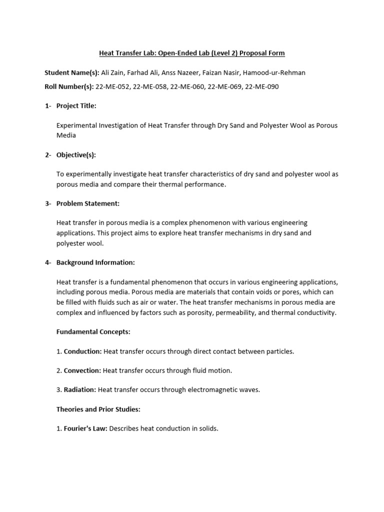 Hmt&rac Lab Oel Proposal | PDF | Porosity | Heat Transfer