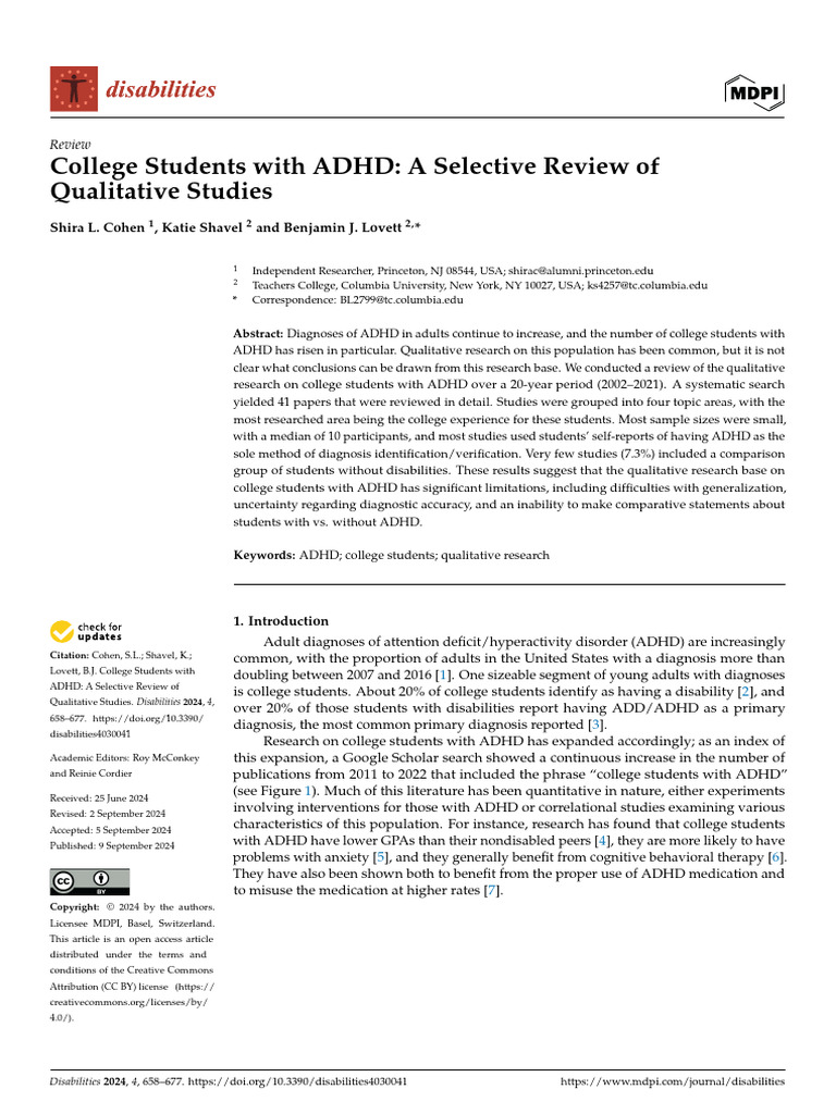 Review of ADHD in College Students | PDF | Attention Deficit ...