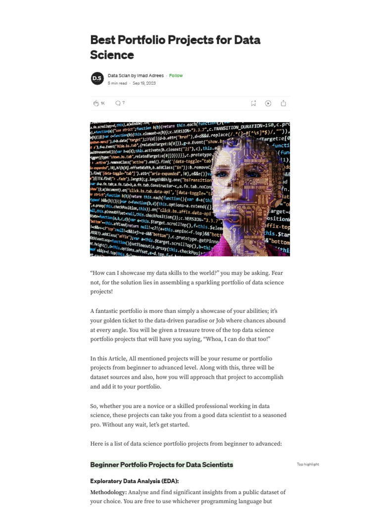 Best Portfolio Projects For Data Science - by Data Scian by Imad Adrees ...