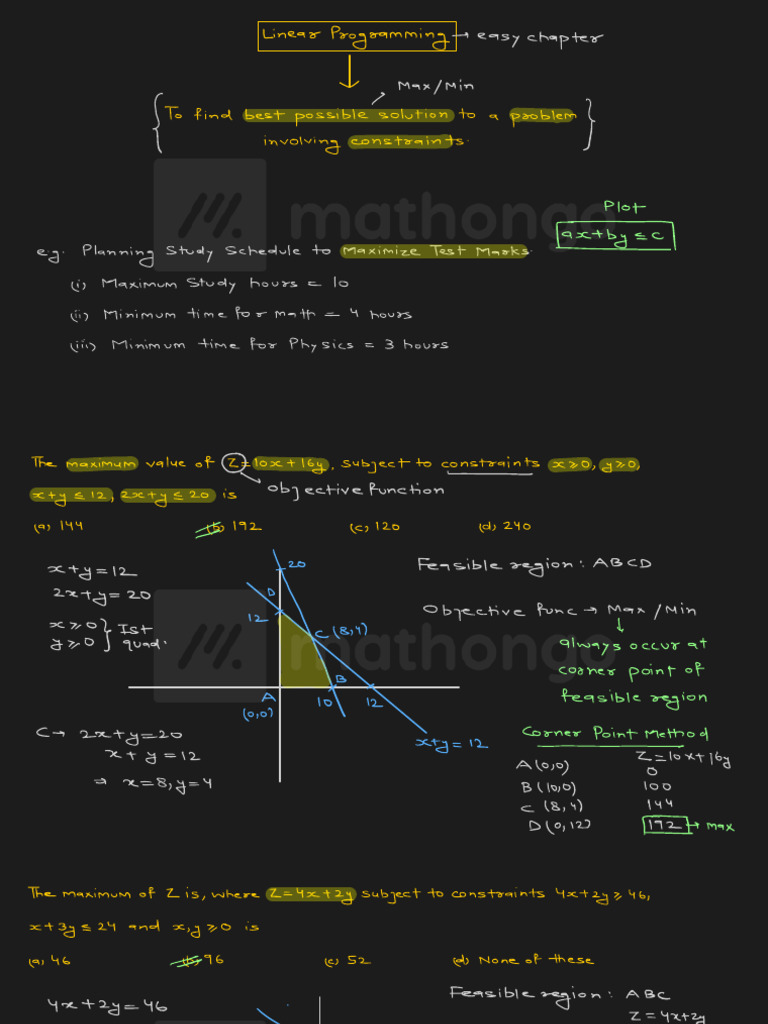 Linear Programming - Complete Revision | PDF | Mathematics Of Computing ...