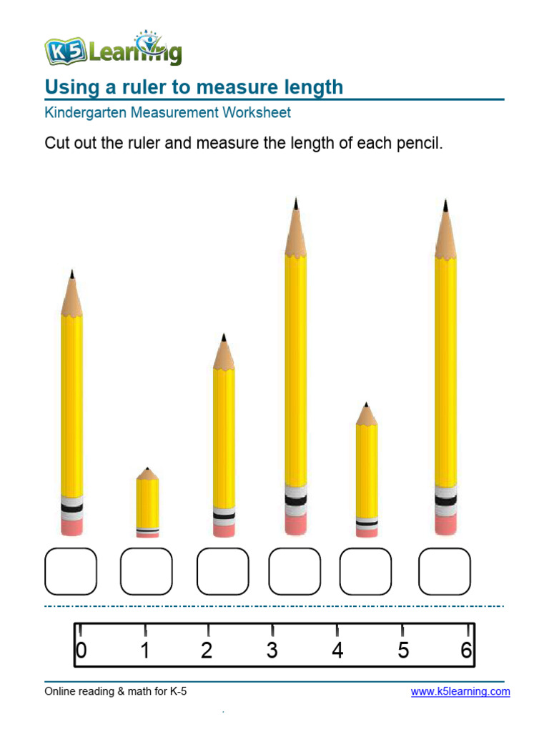 Kindergarten Measurement Worksheets Ruler Cutout 3 | PDF
