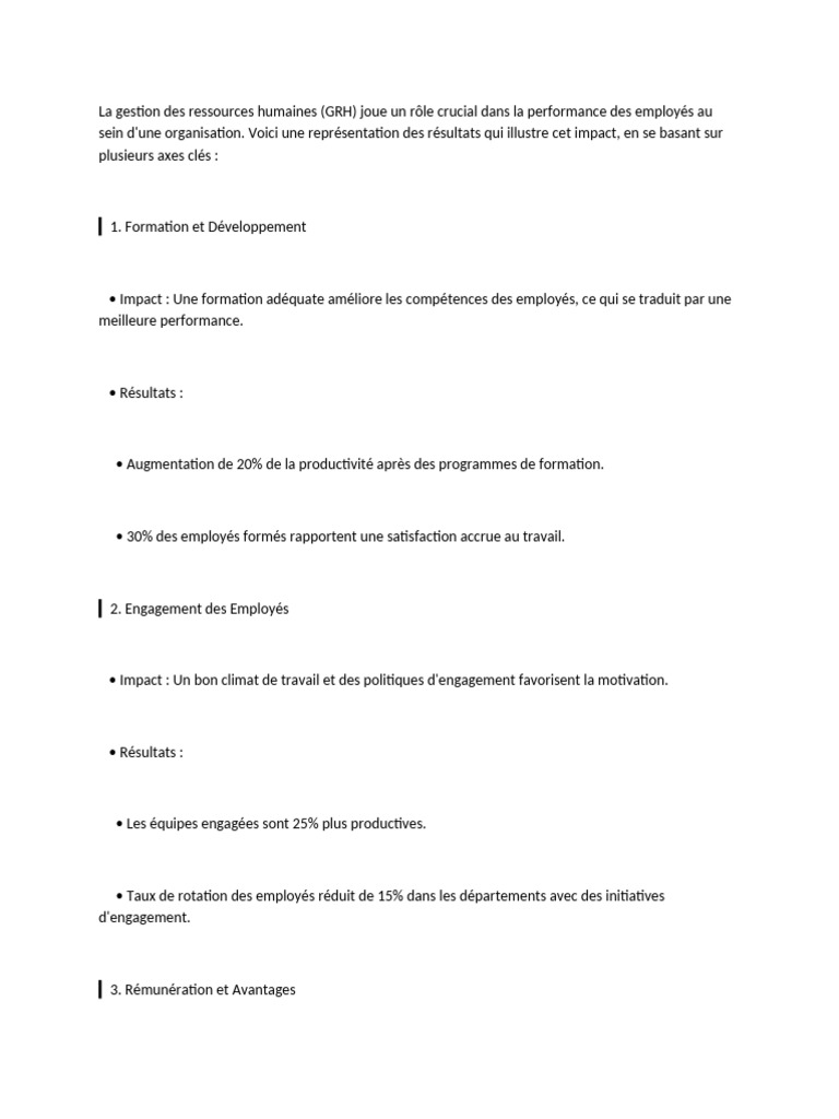 Impact de la GRH sur la performance des employés | PDF | Gestion des ...
