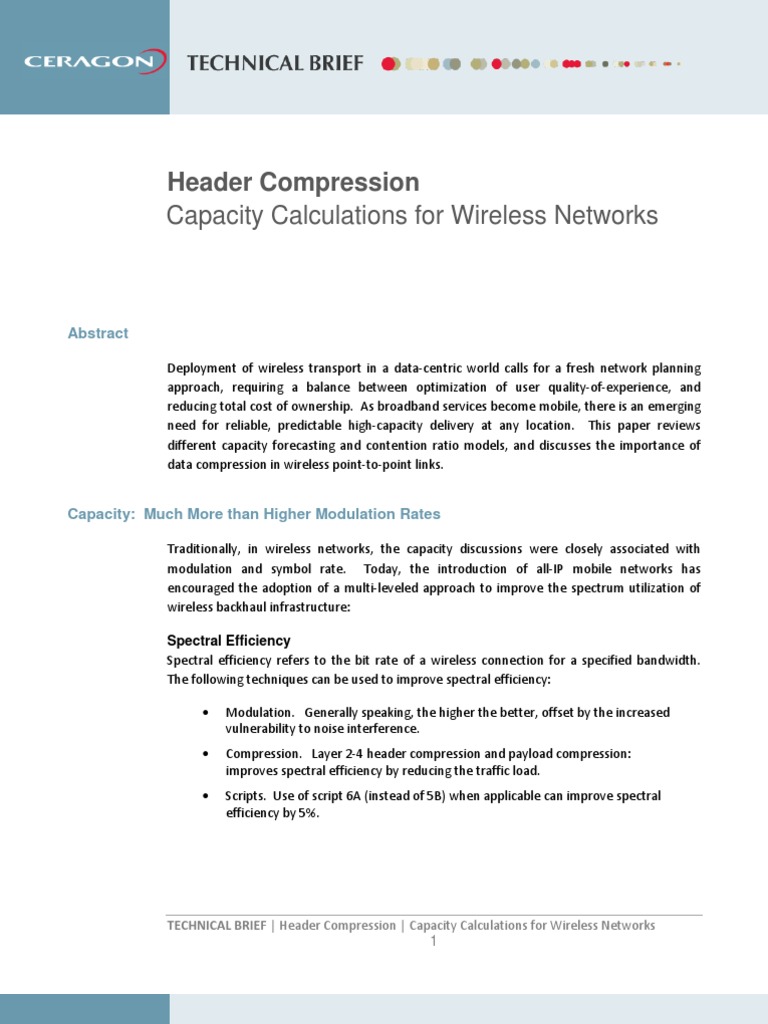 Ceragon Header Compression - Technical Brief PDF | PDF | Network Packet ...