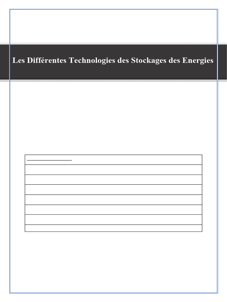 Technologies de Stockage d'Énergie | PDF | Stockage de l'énergie | Pile ...