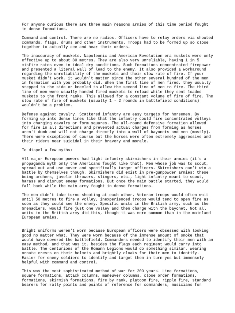 Reasons for Dense Military Formations | PDF | Musket | Infantry