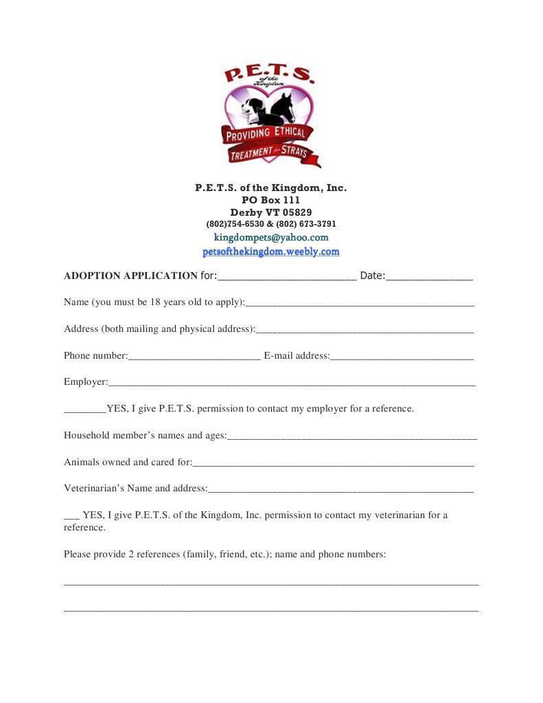 Adoption Application | PDF
