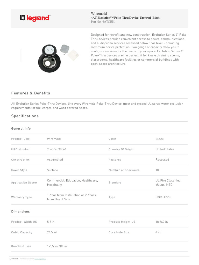 4AT Evolution Poke-Thru Device Overview | PDF | Building Engineering