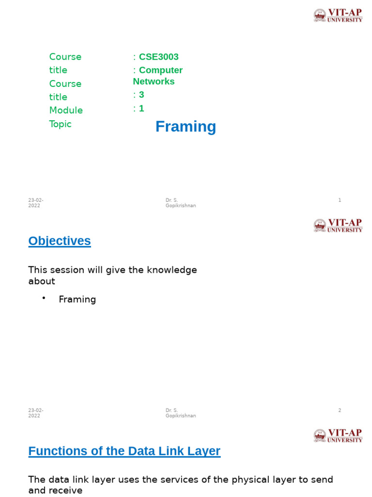 Framing Techniques in Data Link Layer | PDF | Network Packet | Computer ...