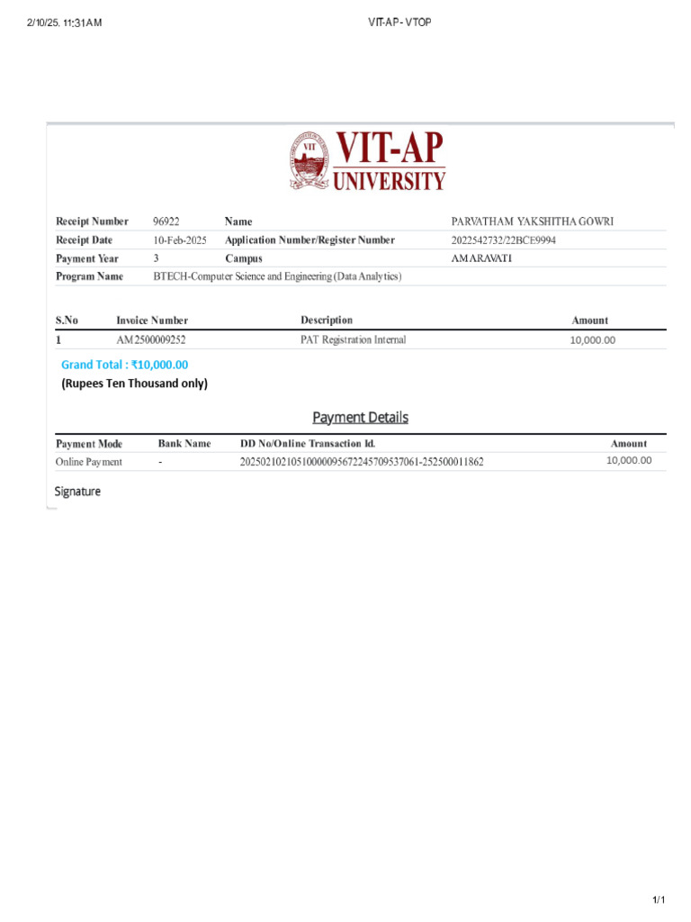 Invoice for ₹10,000 Payment | PDF
