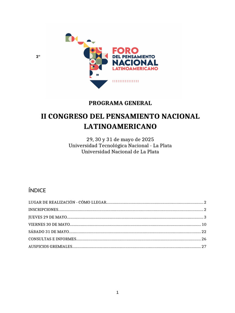 Congreso del Pensamiento Nacional 2025 | PDF | America latina | Papa ...