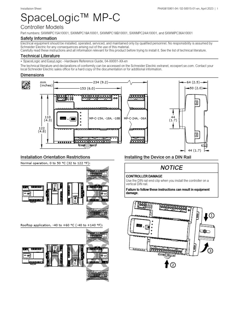 SpaceLogic MP-C Controller Installation Guide | PDF | Electrical ...