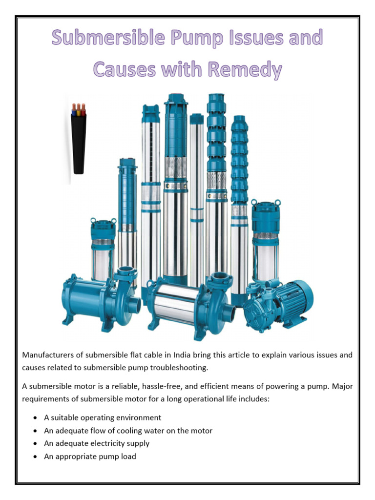 Submersible Pump Troubleshooting Guide | PDF | Power Supply | Pump