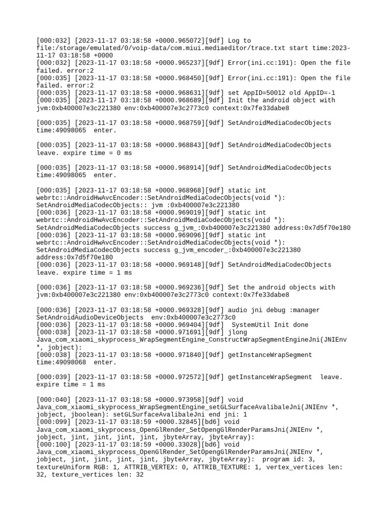 Android Media Codec Initialization Logs | PDF | Computer Programming ...