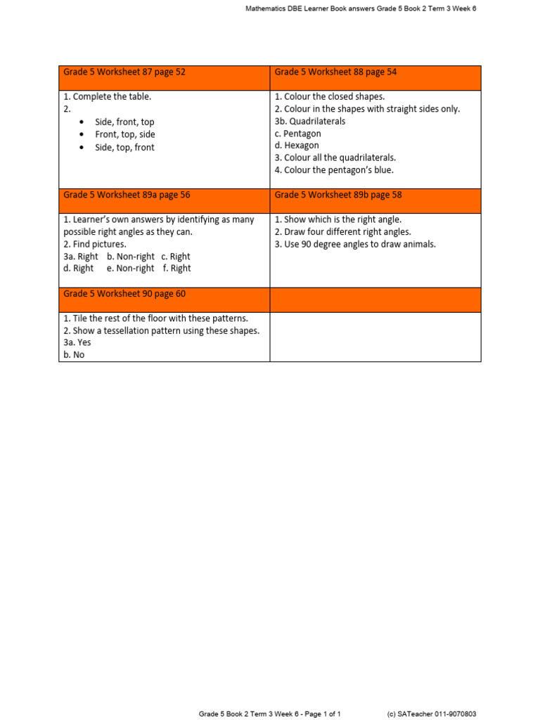 Grade 5 DBE Term 3 Week 6 | PDF