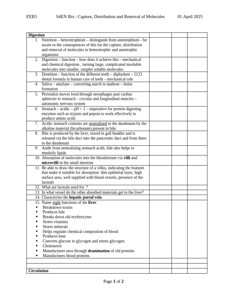 2425 S4 Bio 2 Checklist Capture Distribution & Removal of Molecules ...