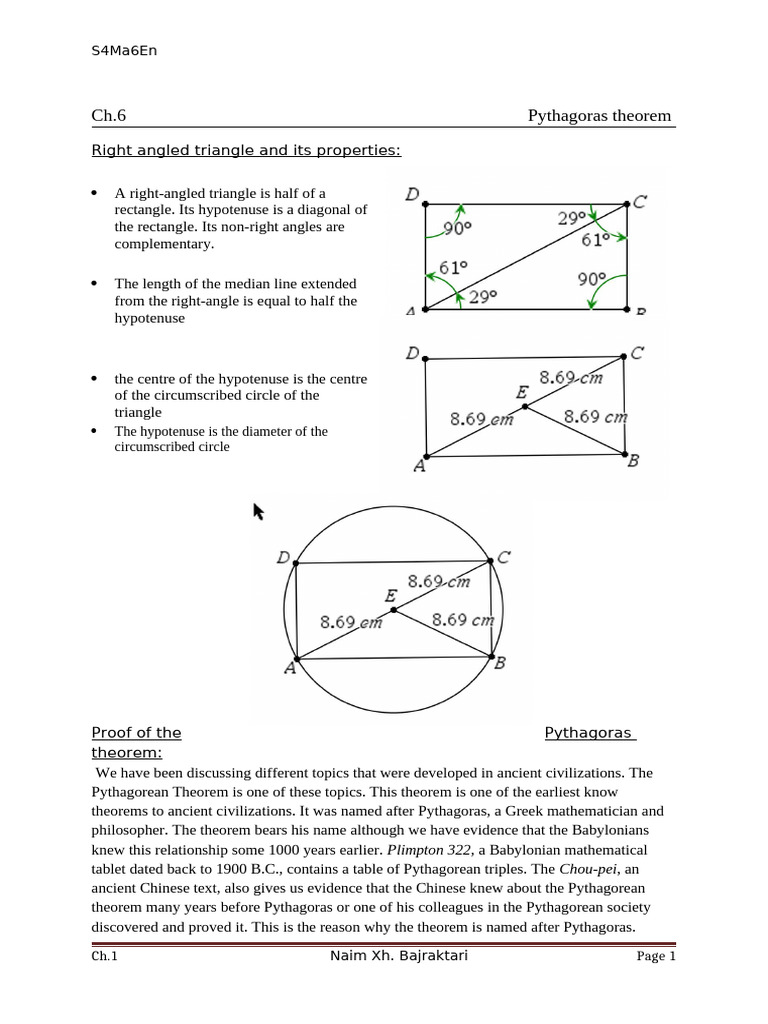 Pythagorean Theorem Exercises | PDF | Triangle Geometry | Elementary ...