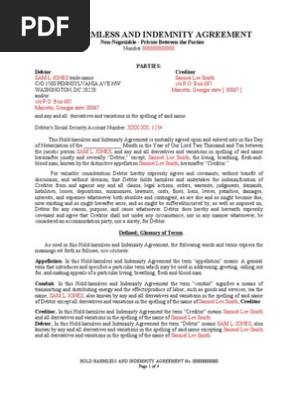 3 Hold Harmless Indemnity Agreement NEW 1st Para 511
