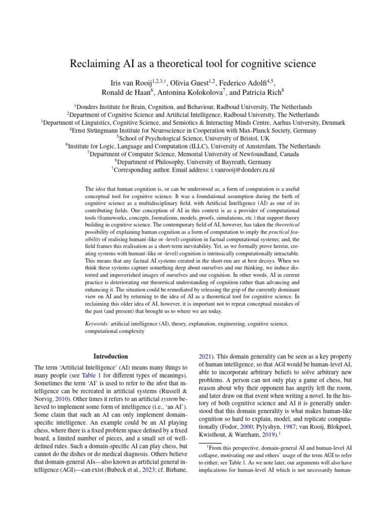 Reclaiming AI for Cognitive Science | PDF | Artificial Intelligence ...