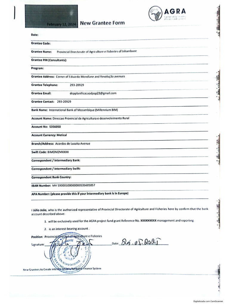 New Grantee Form Bank Details | PDF