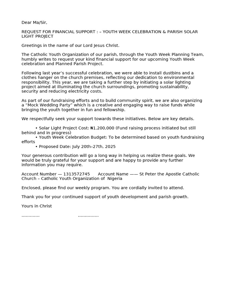 Letter To Parishioners | PDF