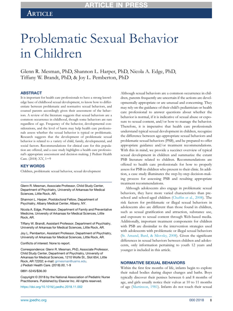 Understanding Problematic Sexual Behavior in Children | PDF | Nudity ...
