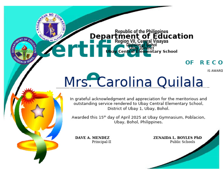 Certificate of Recognition Parents | PDF