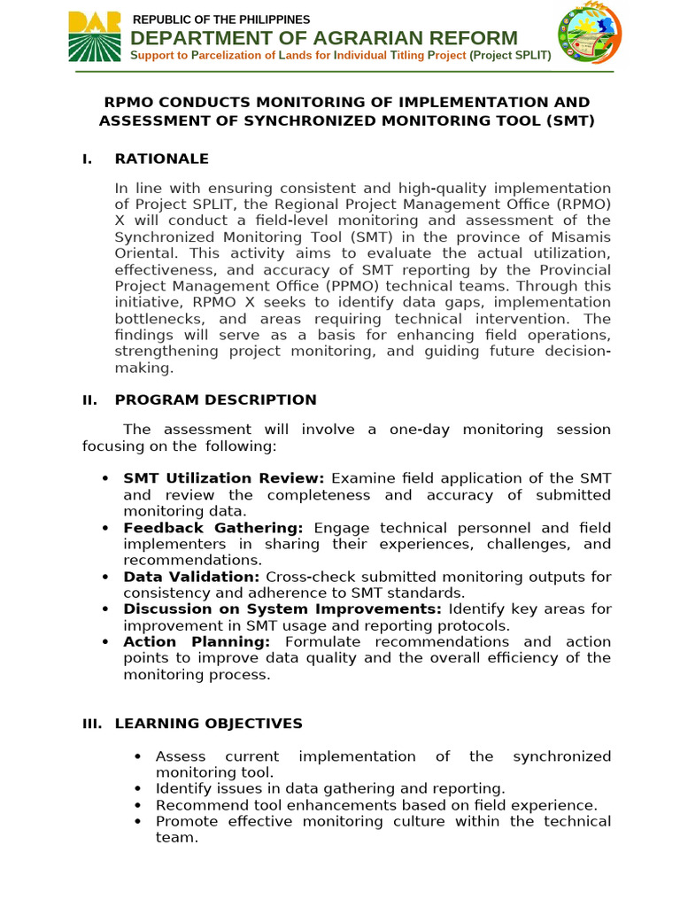 Monitoring Project SPLIT Implementation | PDF | Project Management