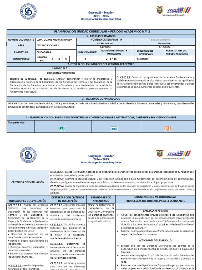 Ciudadania 1ro Tec de Planificacion 2do Tri | PDF | Derechos humanos ...