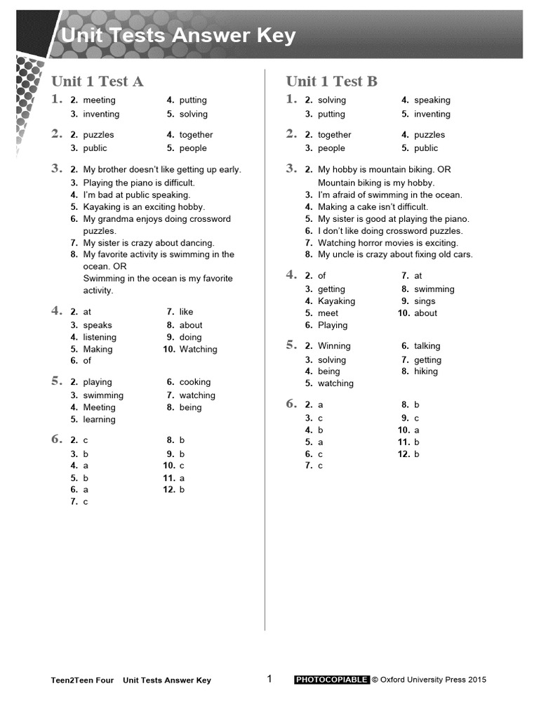 Teen2Teen Four Answer Key | PDF