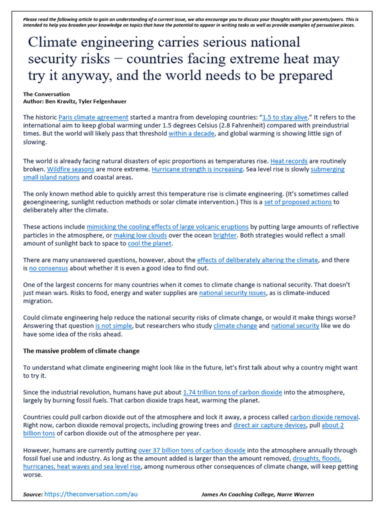 Week 11 Climate Engineering | PDF | Climate Change | Climate Engineering