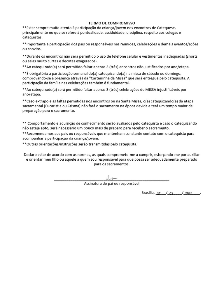 Compromisso dos Pais na Catequese | PDF