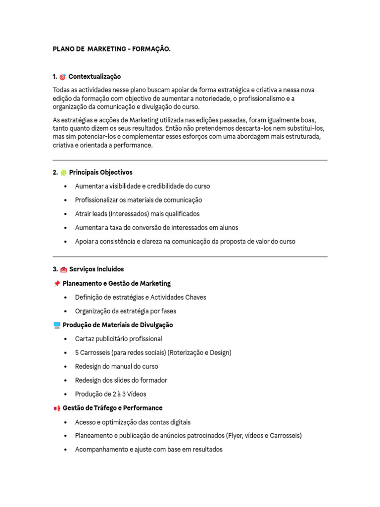 Plano de Marketing para Formação 2023 | PDF | Marketing | Publicidade