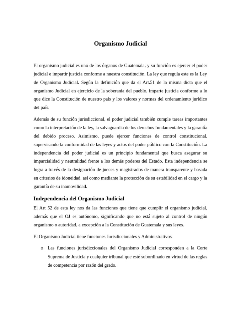 Funciones del Organismo Judicial en Guatemala | PDF | Judicaturas ...