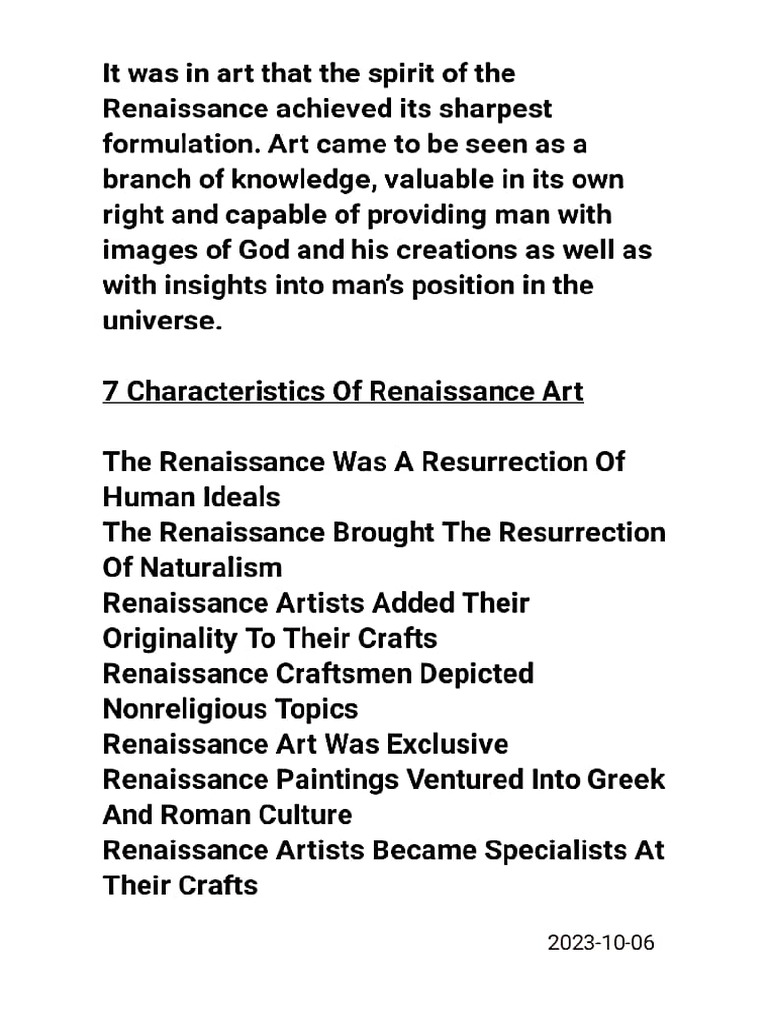 Rennaisance Art | PDF