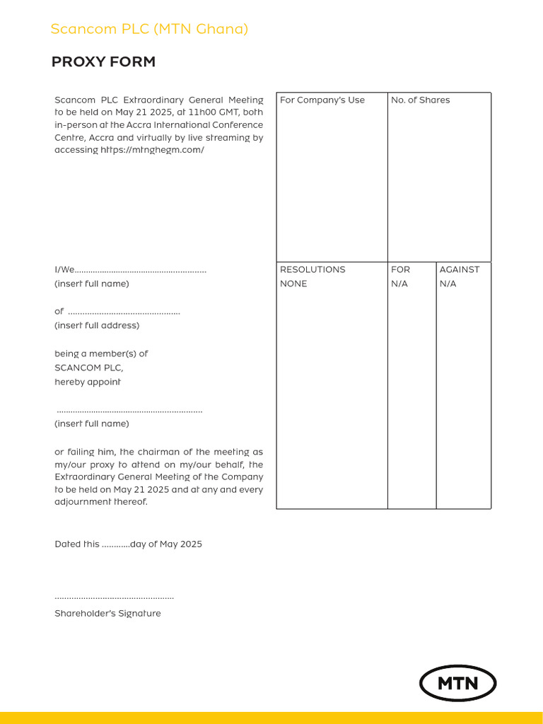 EGM Proxy Form for Scancom PLC | PDF
