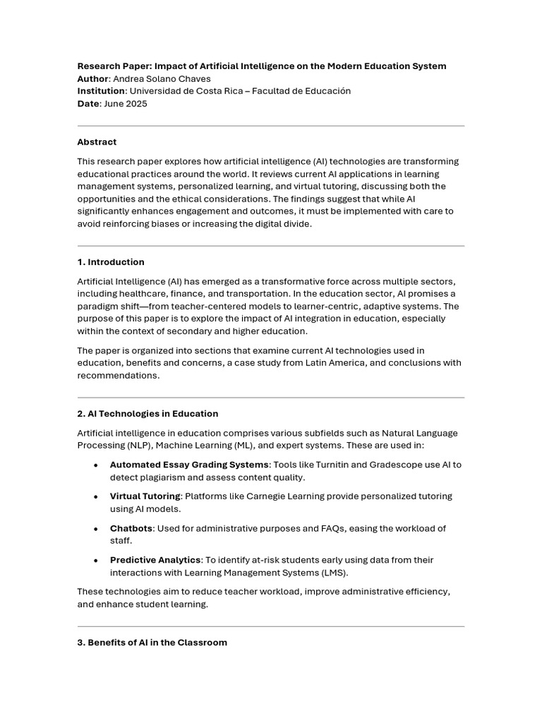 AI's Impact on Modern Education | PDF | Artificial Intelligence ...