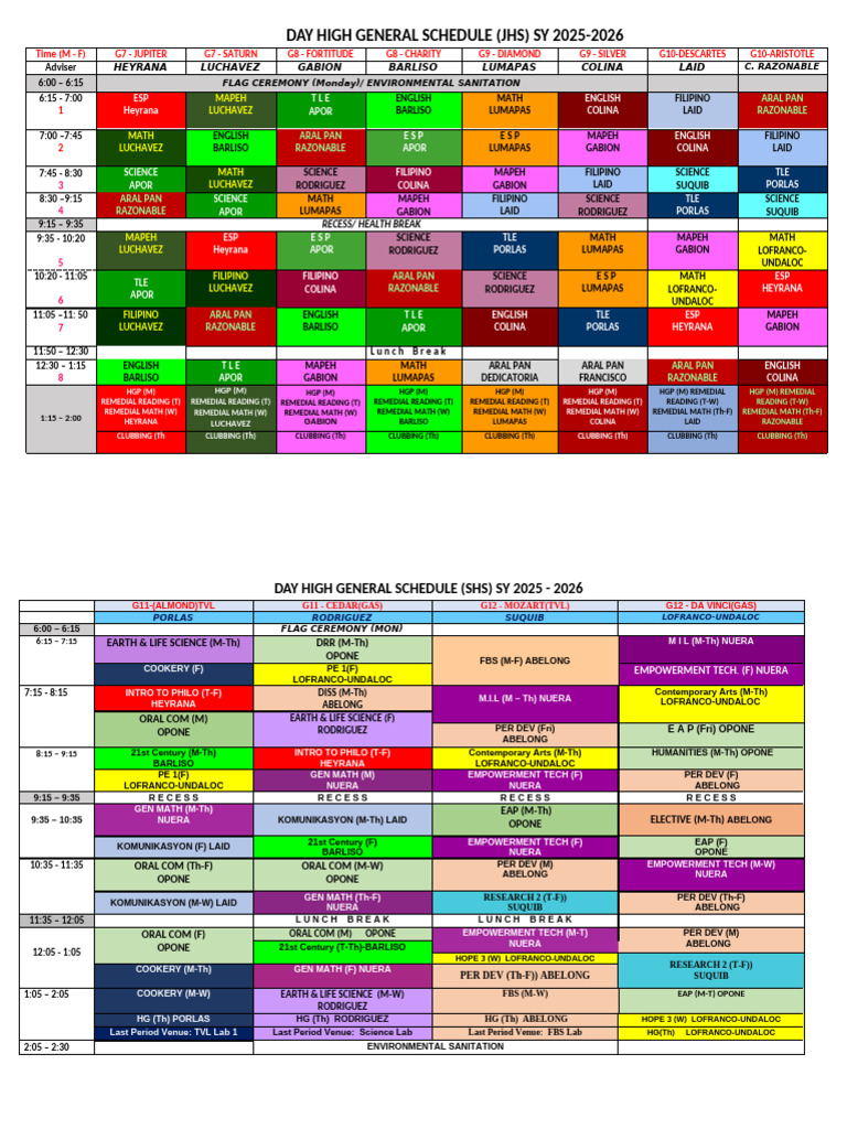 General Schedule 2025 2026 | PDF
