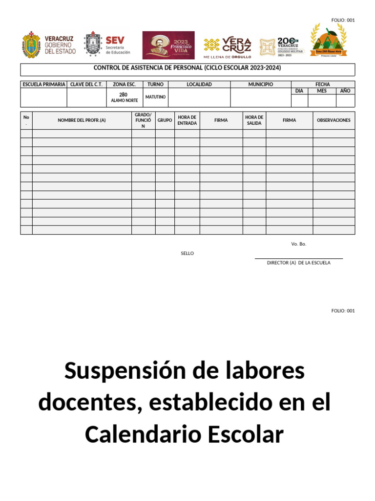 Control de Asistencia Docente 2023-2024 | PDF
