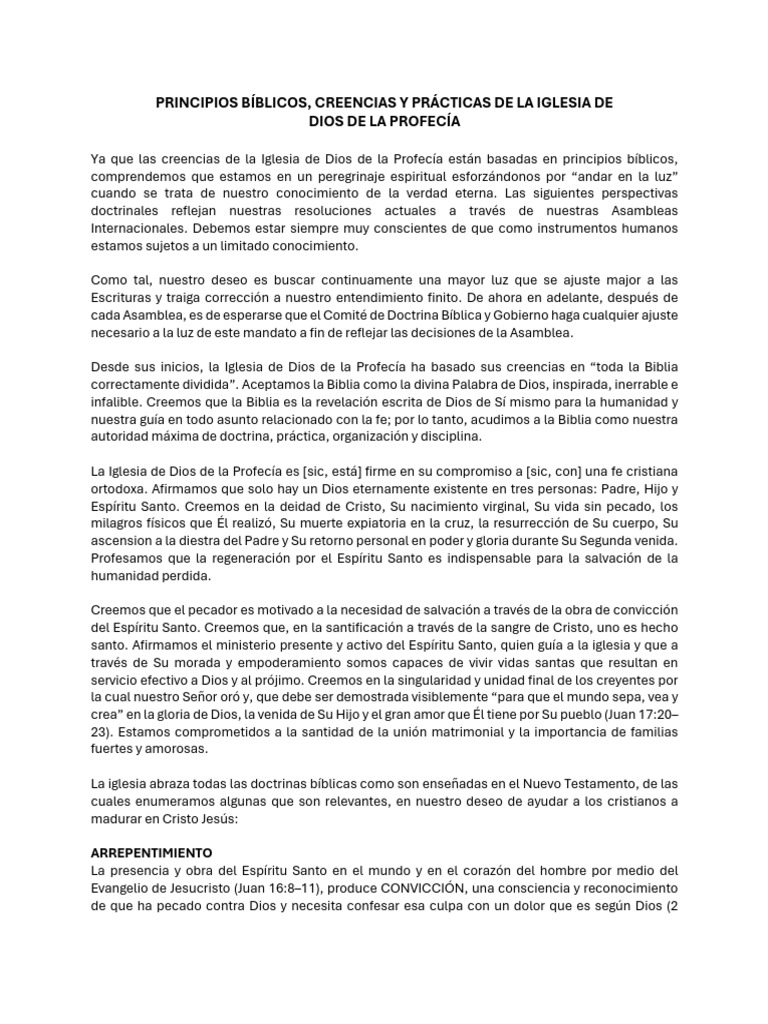 Principios Bíblicos, Creencias y Prácticas de La Iglesia | PDF | Cristo ...