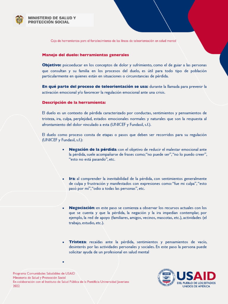Herramientas para el Manejo del Duelo | PDF | Dolor | Las emociones