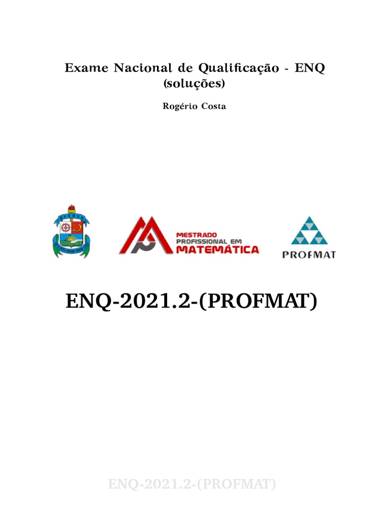 Soluções do ENQ 2021.2 - PROFMAT | PDF | Triângulo | Pi