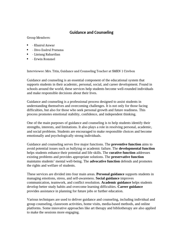 Importance of Guidance and Counseling | PDF | Psychotherapy | School ...