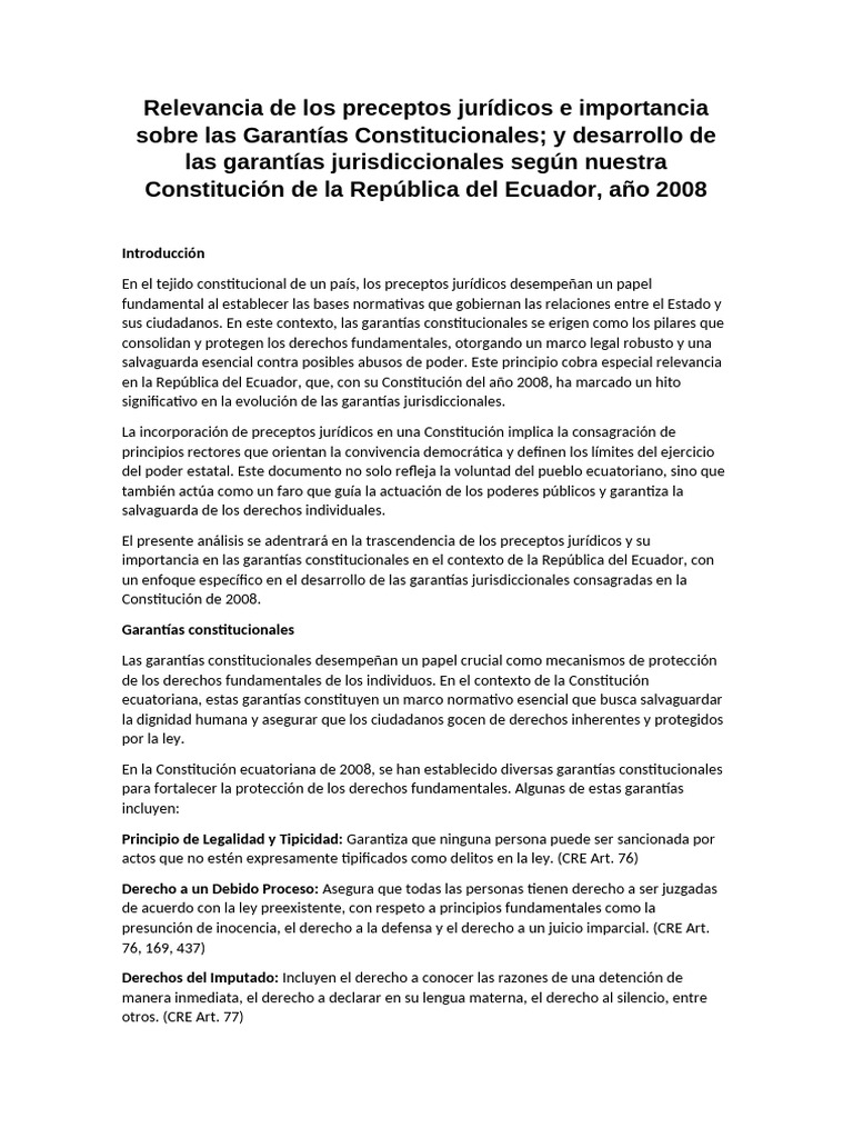 Garantías Constitucionales en Ecuador 2008 | PDF | Derecho ...