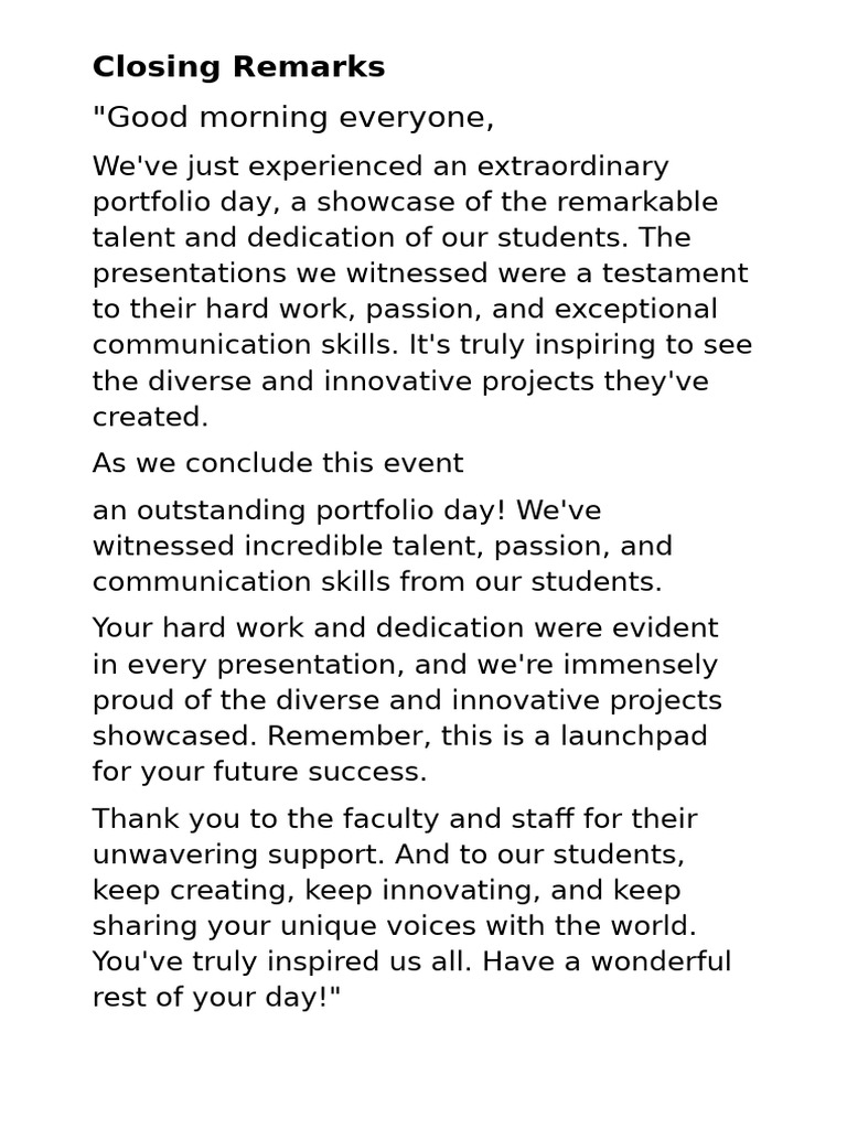 Closing Remarks | PDF