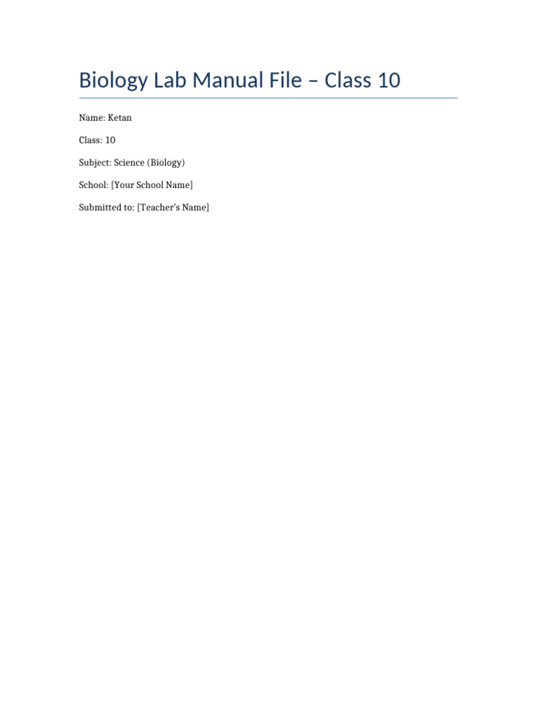 Class 10 Biology Lab Manual Guide | PDF