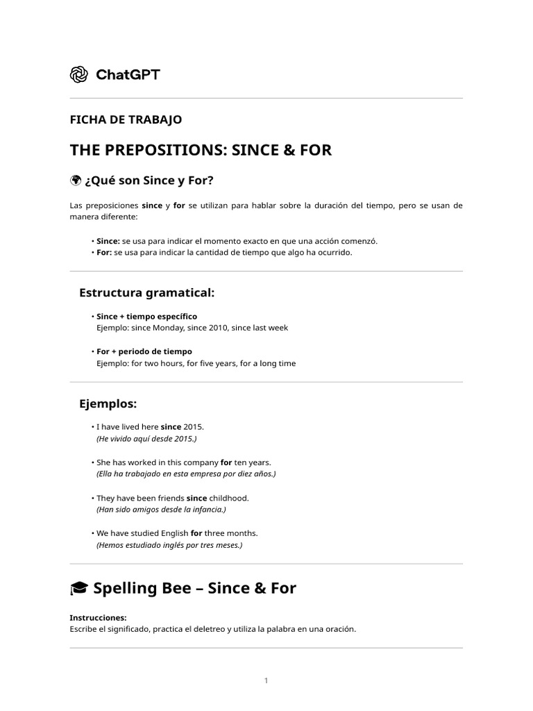 Since For Spelling | PDF