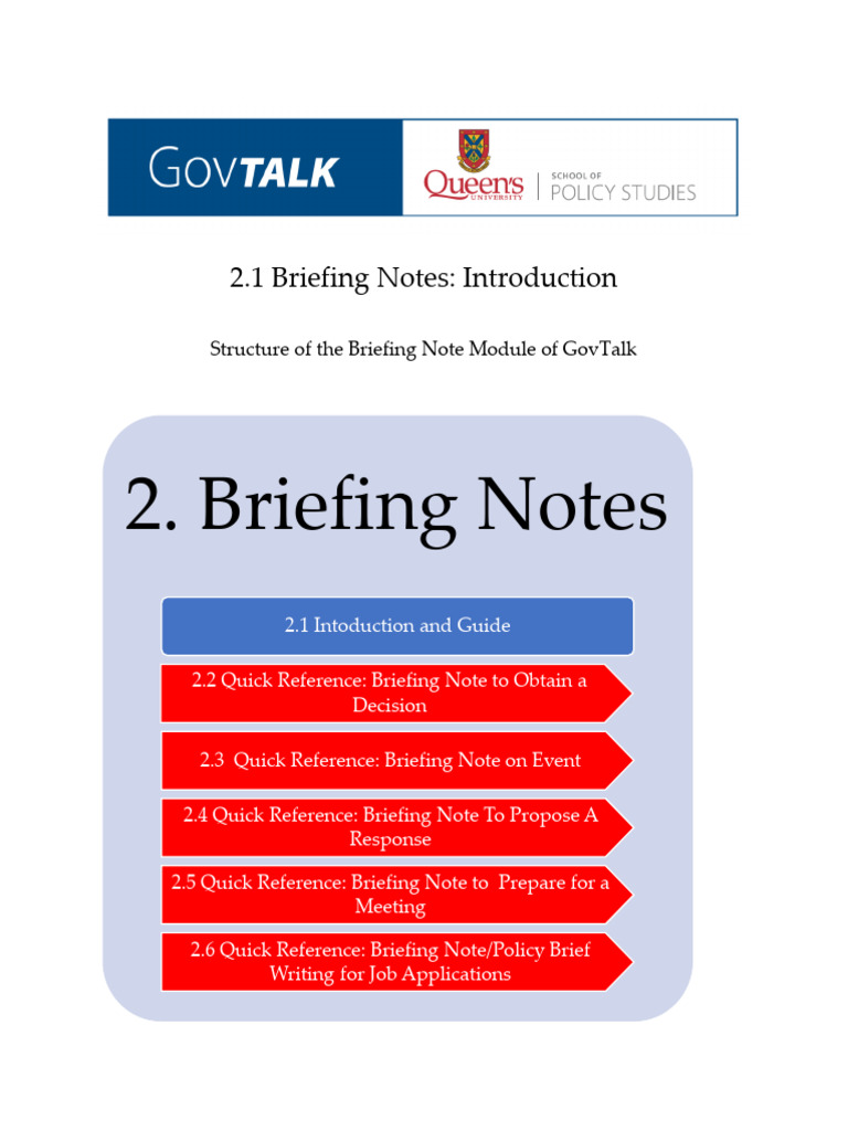 Government Briefing Notes Guide | PDF | Risk | Information