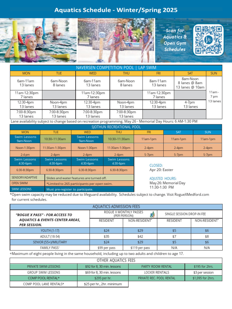 Winter Spring Aquatics Schedule 2025 03 27 2025 | PDF | Nadando ...