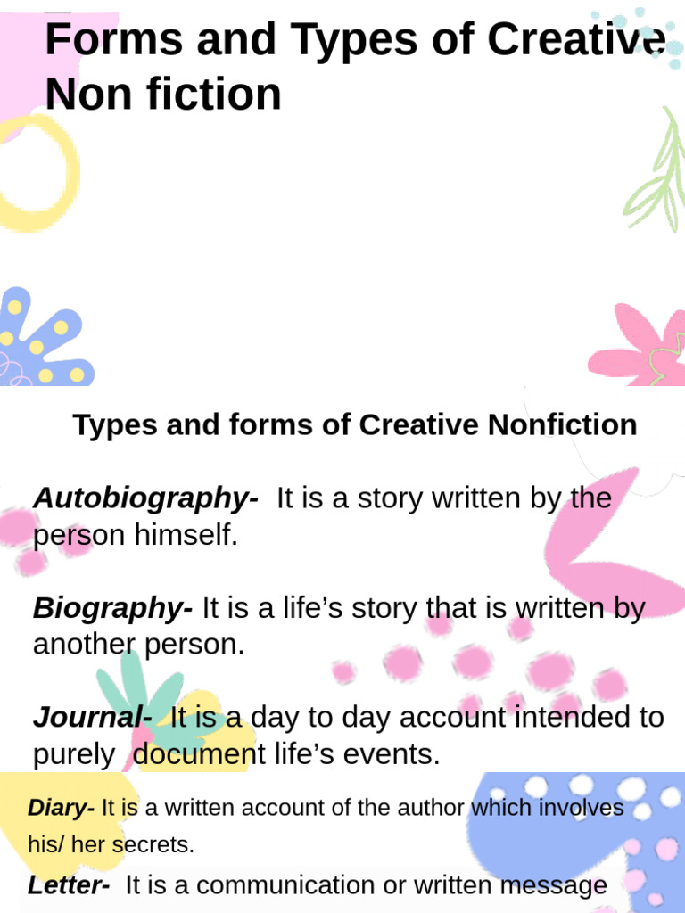Types of Creative Nonfiction Explained | PDF | Creative Nonfiction ...